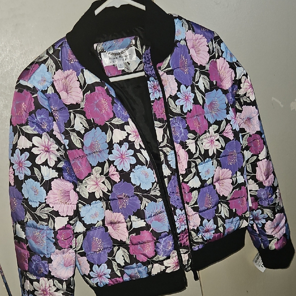 Floral Quilted Bomber Jacket - Purple Multi